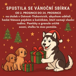 🎄 Od 2. 12. do 24. 12. spouštíme Vánoční sbírku pro psí útulek v Ostravě–Třebovicích! 🐾 Chceme udělat krásné svátky i...